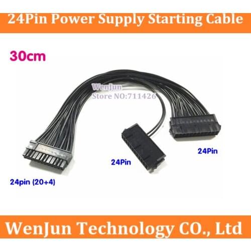 100pcs PCI-E express ATX Power Supply Adaptor Cable Connector for Mining 24Pin 24 pin 20+4 pin Dual PSU for Bitcoin Miner
