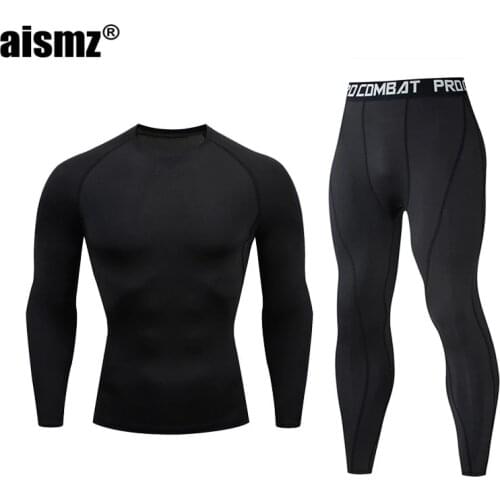 Aismz Mens Gym Jogging First Layer Man Thermo Underwear Set XXXL Second Skins Compression Fitness Rashgard Male Long Johns