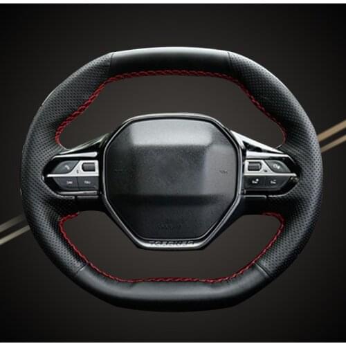 Auto Braid On The Steering Wheel Cover for Peugeot 4008 2017 2018 3008 2017 2018 Car Braiding Covers Accessory DIY Car-styling