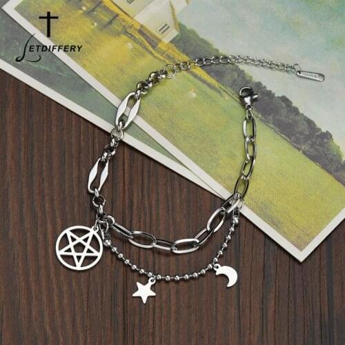Letdiffery Stainless Steel Charms Bracelets Never Fade Stars Moon Women luck Bracelet Birthday Gifts for Best friend