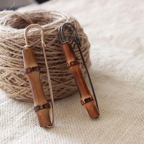 Natural Wood Bamboo Metal Brooches Suit Pins Graceful High-Grade New Fashion Bamboo Brooch Trendy Jewelry For Unisex Decorate