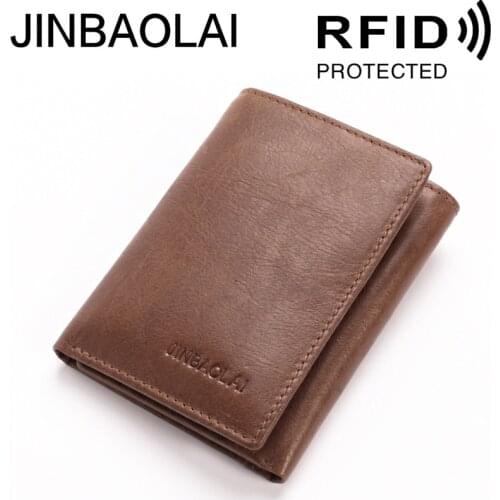 Mens Short Genuine Leather Wallet Multi-card Vintage Wallet Tri-fold Leather Wallet Coin Bag Money Bag Card Holder