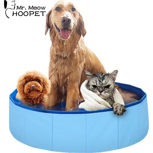 Hoopet Foldable Pet Dog Cat Swimming Pool PVC Bathing Tub Durable Large Dogs Kitten Bath Pool Collapsible Summer Pets Products