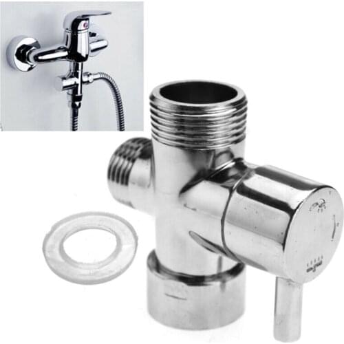 Chrome Plated Brass Diverter Valve T-Adapter 3/4 Connector 3-Ways For Shower Head Hanging Holder Accessories