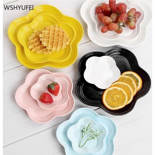 Ceramic plate smooth and delicate Japanese candy color frosted frosted fruit Western-style household flat tableware tableware
