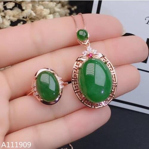 KJJEAXCMY boutique jewelry 925 sterling silver inlaid Natural jasper pendant necklace ring womens suit support detection