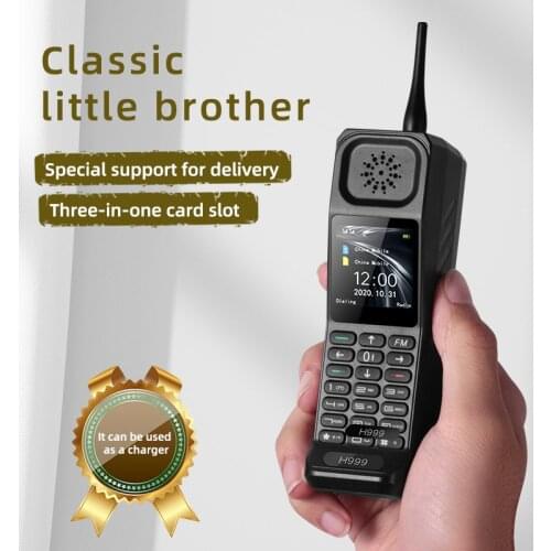 Classic Little Mobile Phone H999 Loud Speaker Power Bank Strong Torch Vibration Video FM Alarm Clock Mini CellPhone Dual SIM