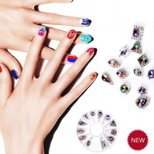 Crystal Rhinestones 3D Nail Art Decor Charm Alloy Silver Gems Jewellery Assorted