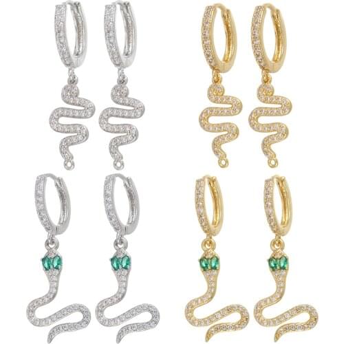 ZHUKOU 2020 gold/silver color snake small hoop earrings CZ style earrings with charms crystal earrings wholesale model:VE298