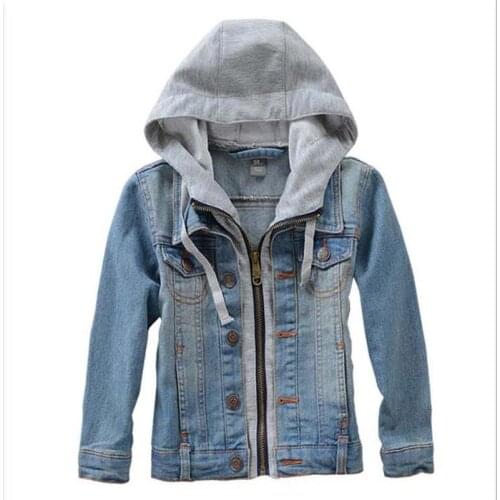 Fashion New Baby Boys Denim Jacket Classic Zipper Hooded Outerwear Coat Spring Autumn Children Clothing Kids Jacket Coat