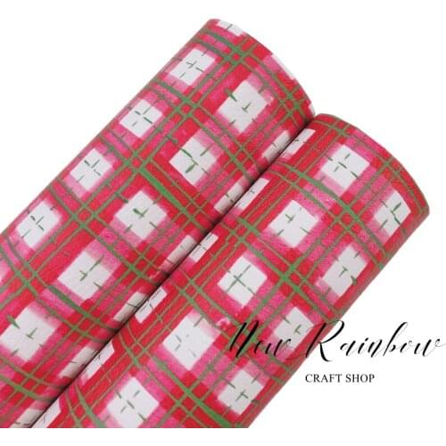 New Rainbow 30x22cm/A4 Dark Red Gingham Pattern Faux Leatherette Perfect For Christmas Bows, DIY Crafts, Accessories, Homedec