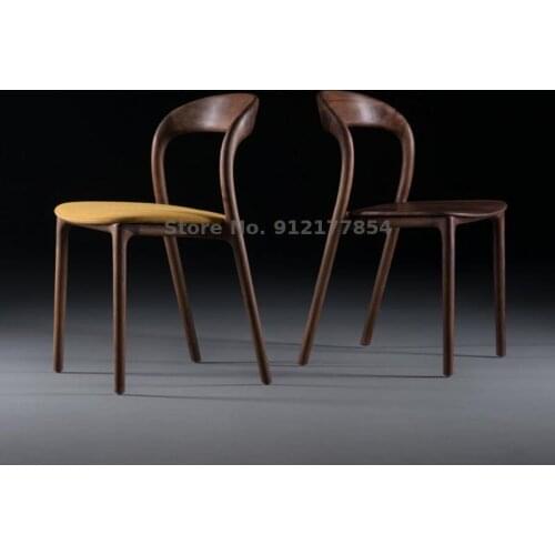 Black Walnut Dining Chair Modern Minimalist Restaurant Solid Wood Back Chair Nordic Armchair Leisure Book Chair Home Chair