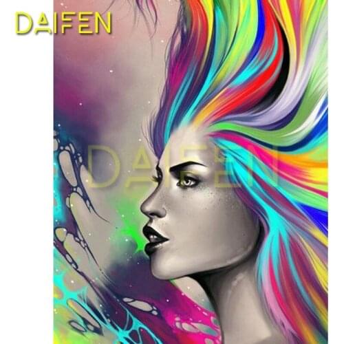 Full Round Diamond painting Cross stitch Colored hair Full Square Diamond mosaic Cartoon woman 5DIY Diamond embroidery character