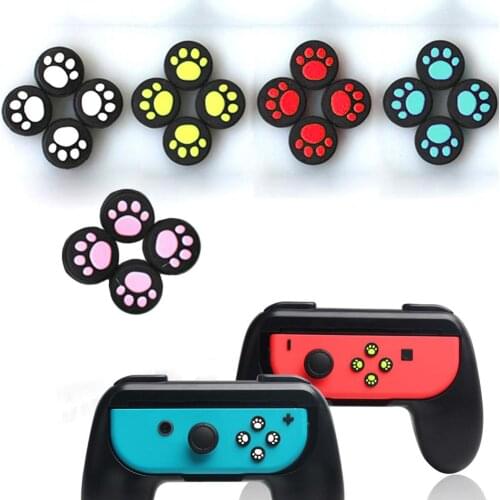 Durable 4Pcs Silicone Thumb Switch Cap Cat Paw Pattern Cover Protective Controller Grip Lightweight Games Gaming Acccessories