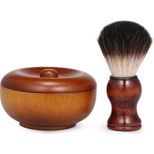 Factory Direct Sales Mens Manual Soft Hair Shaving Brush Scraping Beard Brush Foam Bowl Soap Bowl Beard Care Tool Set