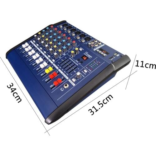 SC-MX602D Professional Powerful 6 Channels Mixing Console With Amplifier BT Recorder 16 DSP Effect Powerful Audio Mixer