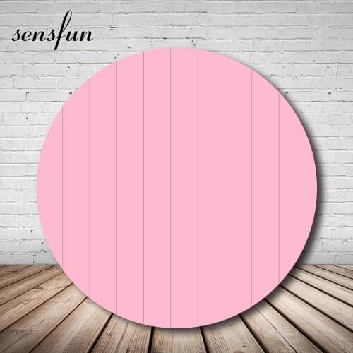 Sensfun Light Pink Wood Baby Shower Round Circle Backdrop For Photography Girls Newborn 1st Birthday Party Backgrounds Custom