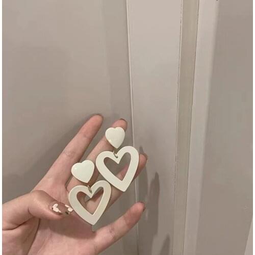 French Glaze Asymmetry Love Earring Fashion Heart Drop Earrings Women Earrings 2021 Trend for Party Gift Jewelry Dropshipping