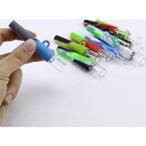 Silicone Pipe Glass Tobacco Pipe Handy Smoking Pipe Herb Cigarette Pipe Smoking Accessories