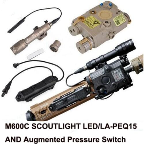 Tactical Combination M600C Weapon Flashlight 3PCS Airsoft LA PEQ15 Red Dot Light PEQ Red Laser Remote Switch Augmented Pressure