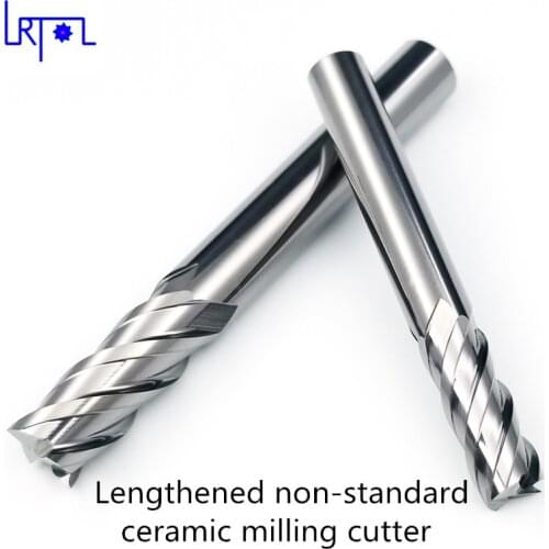 4Flutes D6/8/10/12 Lengthened end mill for Ceramic Bit Milling Tools Carbide CNC milling cutter