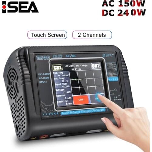 HTRC T240 Duo RC Charger Discharger AC 150W DC 240W 10A Touch Screen Dual Channel for RC Model Toys Lipo Pb LiFe Battery Charger