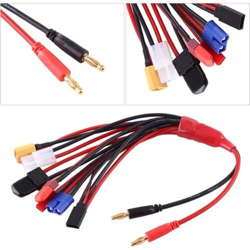 8In1 Charger 4.0mm Banana Adapter Connector T Tamiya Futaba XT60 EC3 JST Wire Cable Lipo Battery RC Drone Imax B6 B6AC