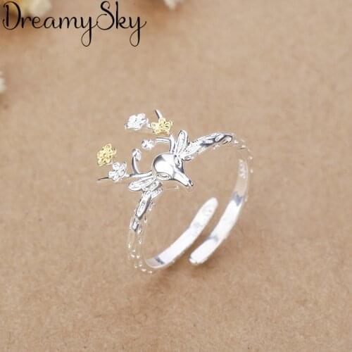 Bohemian Jewelry Fashion Silver Color Sika Deer Rings For Women Personality Ladies Vintage Engagement Finger Rings