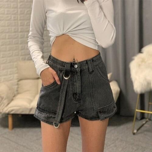 High Street Women Casual Black Jeans Vintage Patchwork Loose High Waist Denim Shorts Sexy Push Up Trousers New Female Hotpants