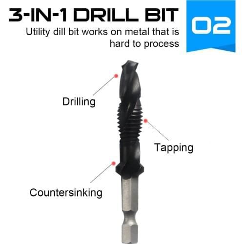 1/4" Hex Shank Titanium Coated HSS Drill Bit Metric Tap Drill Bits Screw Machine Compound M3 M4 M5 M6 M8 M10 Hand Tools 1Pcs