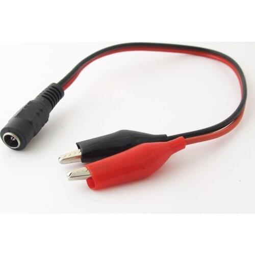 1 set 1ft/30cm 5.5x2.1mm 2.1 DC Female Jack to Dual Alligator Clip DC Power Cable