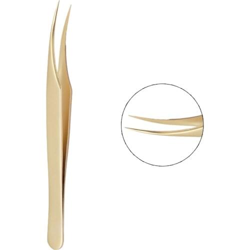 1 Pcs Eyelashes Tweezers Makeup Golden Colors Premium Beauty Tools High Precision Tweezer for Eyebrows Lash Extension Supplies