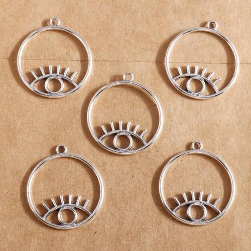 10pcs 30*33mm Charms Metal Alloy Hollow Eye Pendants for Making Necklaces Earrings Bracelets DIY Handmade Jewelry Findings