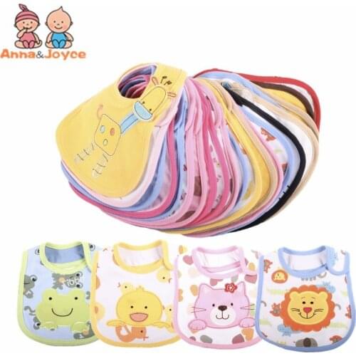 10pc Baby Girl Boy Towel Saliva Waterproof New Kids Cartoon Pattern 3 Layer Toddler Lunch Bibs Burp Cloths