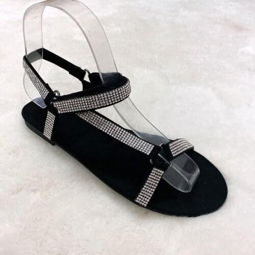 2020 New colorful diamond ladies flat summer sandals / flip flops outdoor fashion rhinestone buckle ladies sandals sandals 36-41