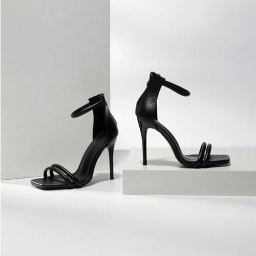 2021 New Classic Sandals Womens European and American Fashion Straight Line High Heel Sandals