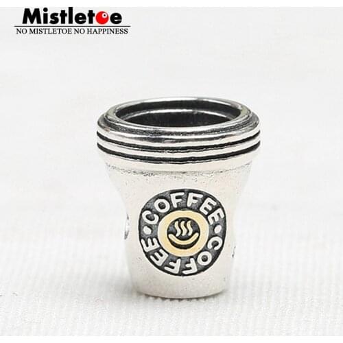 Authentic 925 Sterling Silver Cold-color Coffee Cup Charm Bead Fit European Bracelet Women Jewelry