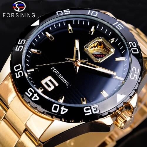 Forsining Top Brand Luxury Mens Watches Mechanical Golden Stainless Steel Waterproof Luminous Hand Business Automatic Man Clock