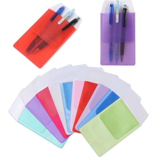 3 PCs Leak-Proof PVC Pen Pouch Colorful Pocket Protector Doctors Nurses Pencil Case Office School Supplies