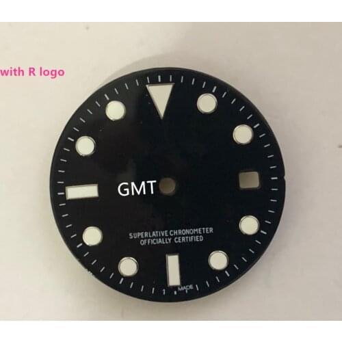 29mm GMT Black Watch Dial for 8215,8200 and 3804 Movement with Blue Luminous Hand