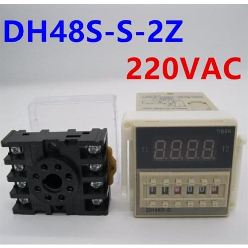 DH48S-S-2Z Digital time relay 8 feet 220VAC two sets of delay contact digital display counter with socket