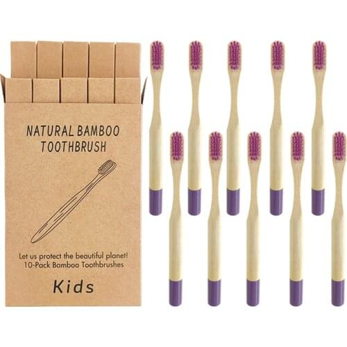 10pcs Children Bamboo Toothbrush For Child Bamboo Wooden Toothbrush Soft Banister Brushes Charcoal Reusable Small Toothbrush