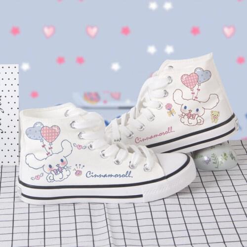 Lovers Men Women Cute Cartoon Cinnamon Dog Print High Top Canvas Shoes Student Sneaker 2021 New Japanese Harajuku Casual Shoes