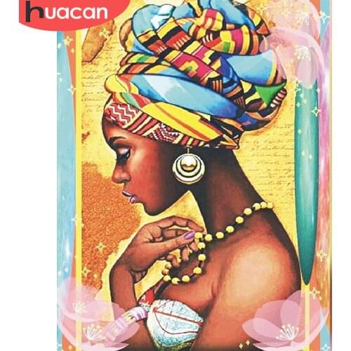 HUACAN Painting By Number African Woman Handpainted Canvas Modern Coloring By Numbers Girl Portrait For Home Decor DIY Gift