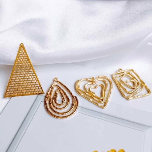 KC Gold Plated Earring Accessories Metal Pendant Eardrop Components Necklace Charms Diy Making Material Jewelry Finding 6pcs