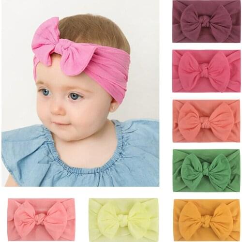 1pc Childrens Seamless Super Soft Nylon Chiffon Hairband Cute Solid Color Bow-knot Princess Hair Accessories For Baby Kids