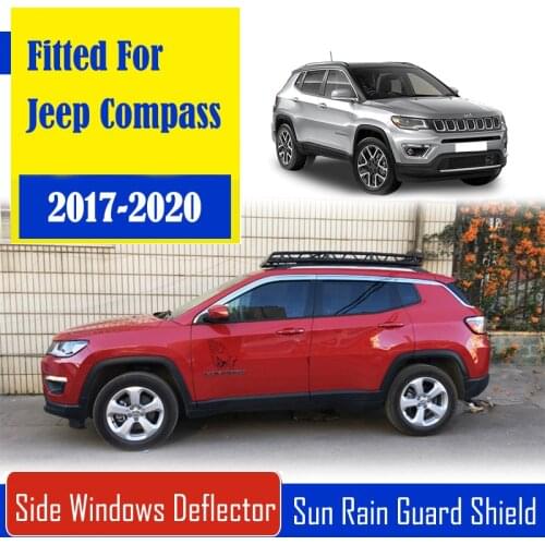 1 Set Chrome Side Vent Sun Shade Window Visors Rain Guard Deflectors For Jeep Compass 2017-2020