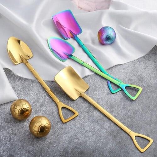 Creative Spoon Tea-spoon Coffee Spoon Cutlery Set Stainless Steel Retro Iron Shovel Ice Cream Spoon Scoop Fashion Tableware
