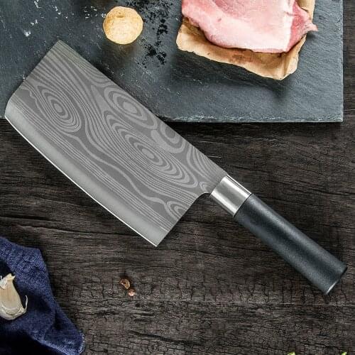 Kitchen Chef Knife 3CR13 Stainless Steel Kitchen Knives Chinese Cooking Cleaver Knife Damascus Veins Pattern Chopping Knife