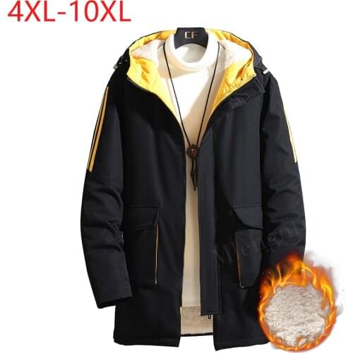Mens Hip Hop Streetwear Hooded Fashion Stripe Jacket Coat Harajuku Fleece Autumn Winter Outwear Men Clothing Large Size 10XL